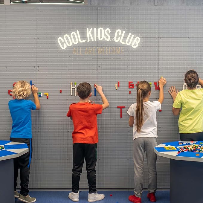 Cool Kids Club Neon Sign, All Are Welcome Neon Light, Handmade LED Neon Baby Room Light, Dimmable USB Neon Lights for Kids Bedroom Baby Nursery Room Playroom Wall Decor Party Gift(6.1 * 15.7in)