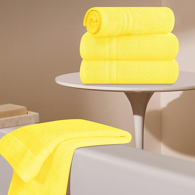 BOUTIQUO Ultra Soft 6-Piece Hand Towel Set 16x28-100% Ringspun Cotton - Durable & Highly Absorbent Hand Towels - Ideal for use in Bathroom, Kitchen, Gym, Spa & General Cleaning - Lime Yellow