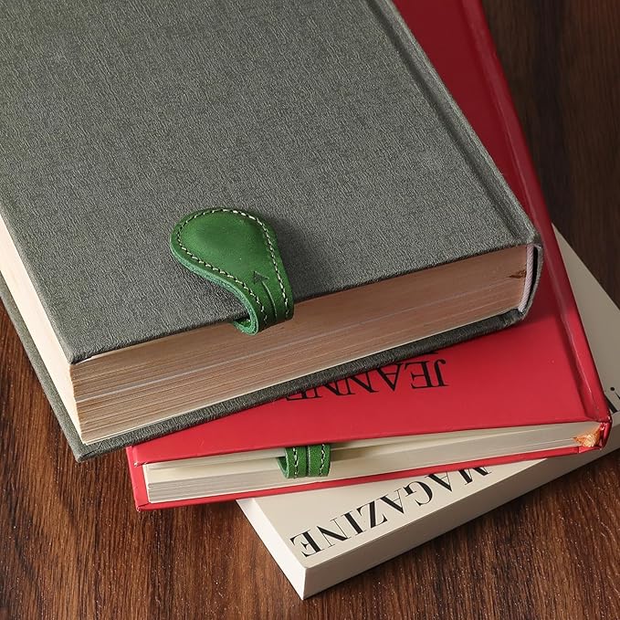 Magnetic Leather Bookmarks Book Marks for Reading Women Men Book Lovers Readers (Green)