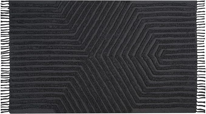 Boho Farmhouse Cotton Area Rug 4x6, Washable Tufted Indoor Carpet for Living Room Bedroom Office Room Dining Room Kitchen, Soft Grey Floor Rug, Decorative Home Décor Accent