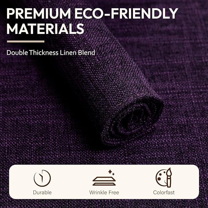 Placemats Set of 4, Dual-Layered Thickened Faux Linen Cloth Place Mats Heat Resistant Machine Washable Wrinkle Free Table Mats Indoor/Outdoor (Purple)