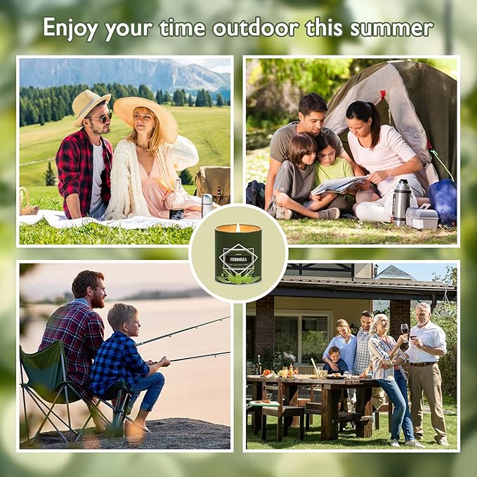 Citronella Candles Outdoor, 6-Pack Citronella Candles for Outside Patio, Camping & Garden, Summer Gifts for Indoor Home Scented, 50-Hour Burn Time, 9 Ounce Each