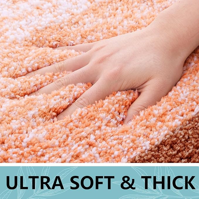Arotive Microfiber Bathroom Rugs, Shaggy Soft and Absorbent Bath Rug, Non-Slip, Thick Plush Machine Washable Dry Bath Mats for Bathroom, Tub and Shower, 70x24, Orange