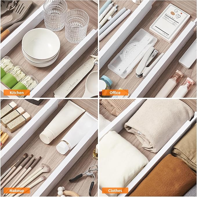 9 Pack Drawer Dividers, 2.36" High, 14.76-22.6" Adjustable Drawer Divider for Clothes, Plastic Dresser Organizer for Bedroom, Closet, Clothes, Office, Kitchen Storage