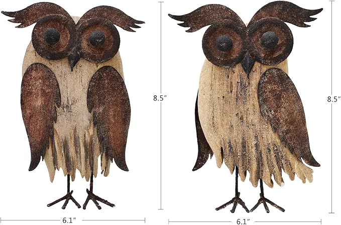 Rustic Owl Figurines Decor Animal Statue for Home - Wooden Stand Owl Sculptures Decorations for Living Room Bedroom - Shelf Decoration Decorative Tabletop Collection (Owl Family)
