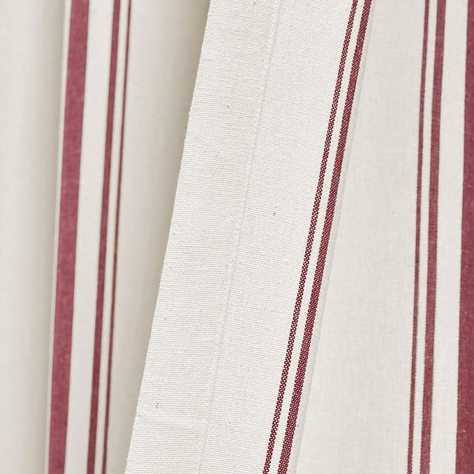 Lush Decor Farmhouse Stripe Yarn Dyed Cotton Window Curtain Panel Pair, 42" W x 84" L, Red - Classic Modern Rustic Charm - Eco Friendly Cotton Fabric