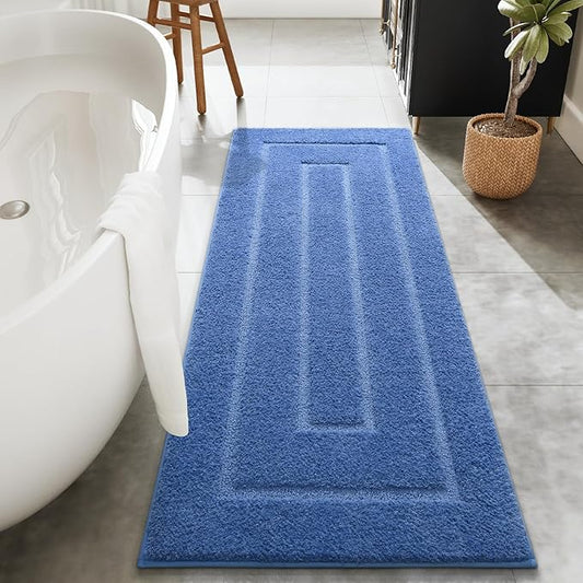 HOMORE Bathroom Runner Rug 24x60 Inch Soft Absorbent Bathroom Rug Runner, Blue Washable Bath Runners Rugs Non Slip Long Bath Rugs for Shower Tub