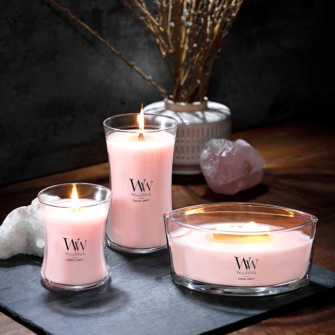 WoodWick Coastal Sunset Scented Ellipse Candle, Crackles as it burns, Up to 50 hrs burn time, Perfect for gifting, 16oz