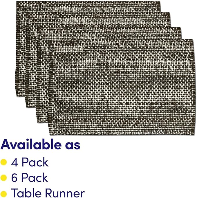 Sweet Home Collection 100% Cotton Placemats for Dining Room Rectangle Two Tone Woven Fabric 13" x 19" Soft Durable Table Mat Set, Set of 4, Chocolate