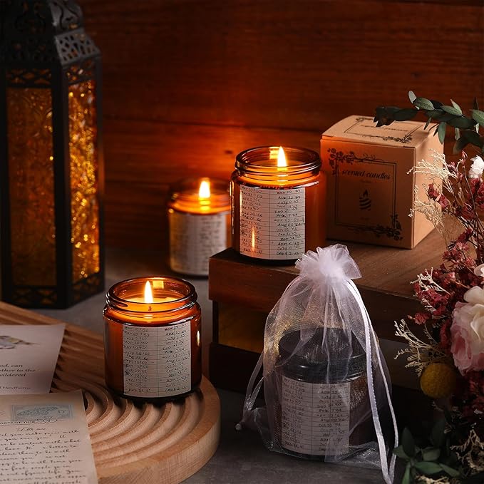 10 Set Book Lovers Gifts Library Due Date Scented Candles Natural Soy Wax Jar Candle with Organza Bag Reading Week Ideas Gifts for Readers Bookish Librarian Book Club Decor