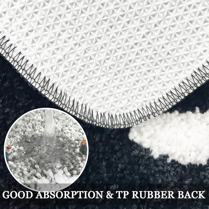 Get Naked Bath Mat Long Bathroom Rug - Super Soft Funny Bath Mat Non Slip Black and White Rugs, Water Absorbent Runner Rugs for Sink Bathtub and Shower Black 24" x 59"