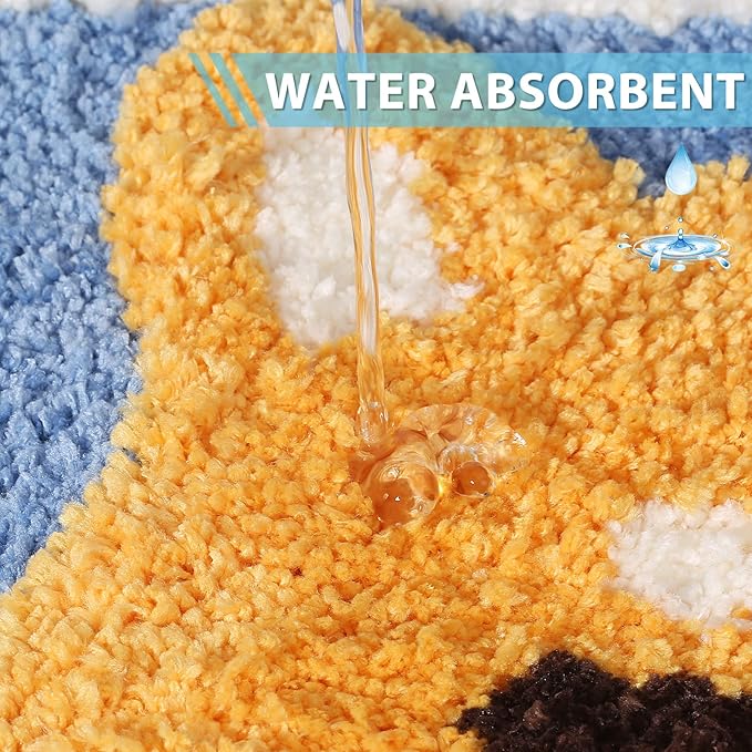 Felowaigam Bath Mat, Cute Shaggy Bathroom Rug,Soft, Absorbent, Non Slip & Durable Plush Rug, Machine Wash, Ideal for Tub, Toilet or Sink, 19.68"x 31.49", Akita