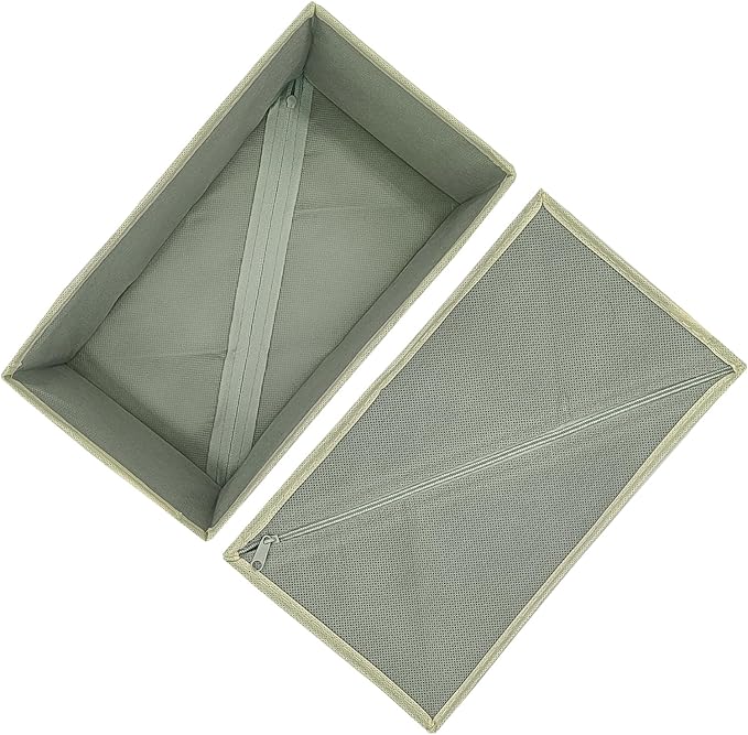 Socks Drawer Organizer Set of 3 Pack Light Grey, Underwear Dividers, Closet Cabinet Wardrobe Dresser Storage Boxes for Panties Stockings Leggings Baby Clothes