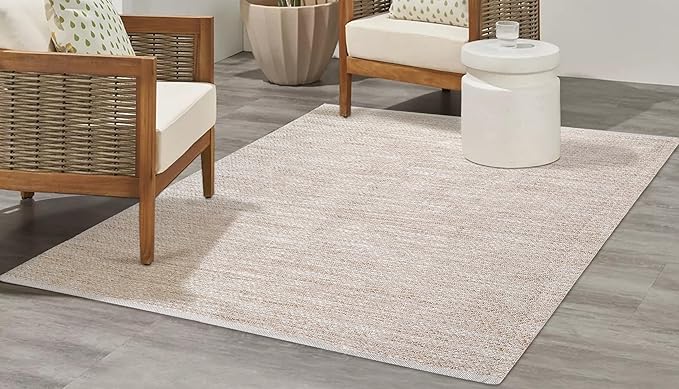 Poly Cotton Area Rug 48x72 Inch – Natural Matty Texture, Machine Washable 4x6 Ft Rug for Living Room – 80% Polyester 20% Cotton – Rustic Farmhouse Style Floor Carpet Bedding Craft