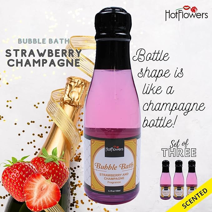 Bubble Bath Scented – Women and Men Bath Foam Products – Relaxing, Foaming, and Moisturizing Adult Soak – Special Small Champagne-Shaped Pet Bottle