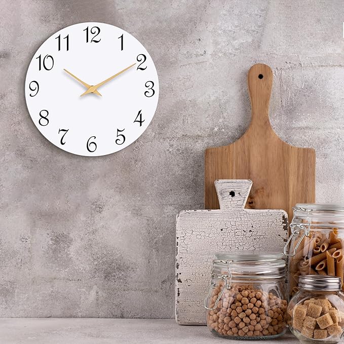 Wall Clock, 8 Inch Modern Wall Clocks Battery Operated, Small Silent Non Ticking Clock Decorative for Kitchen, Bathroom, Bedroom, Desk, Bookshelf (White)