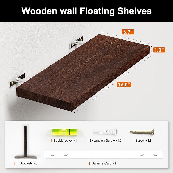 3 Packs Floating Shelves for Wall Storage Rustic Farmhouse Antique Vintage Retro Primitive Cottage Magnolia Southwest Western Fall Home Decor Mounted Living Room Bedroom Dorm Hanging Shelf Brown