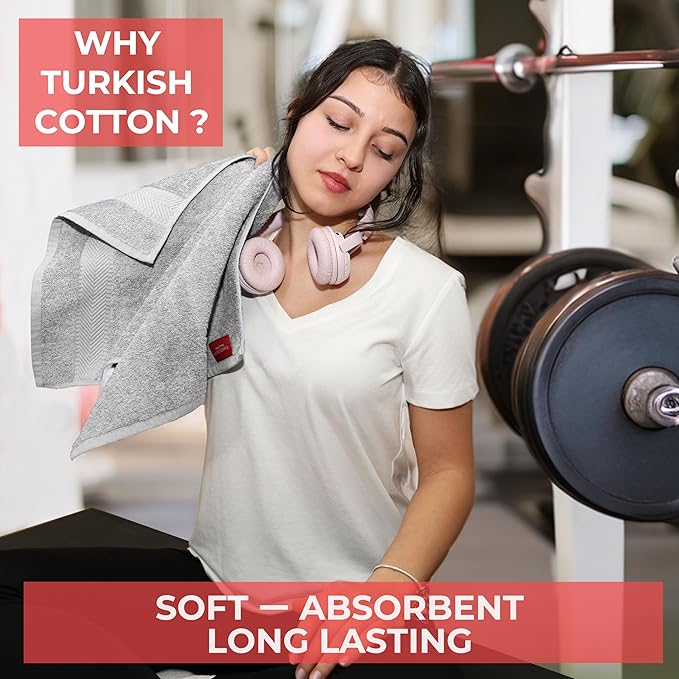 TEXTILOM Washcloths for Body and Face – Hotel and Spa Quality & Soft & Absorbent & Quick Dry Wash Cloths for Your Body – 100% Turkish Cotton Wash Clothes Towel Set of 4 (13 x 13 inches) - Light Grey