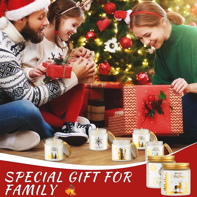 MTLEE 10 Pcs Christmas Candle Gift Set Scented 10 Fragrances Aromatherapy Candle Gift Set for Women Christmas Holiday Presents(Golden Lid)