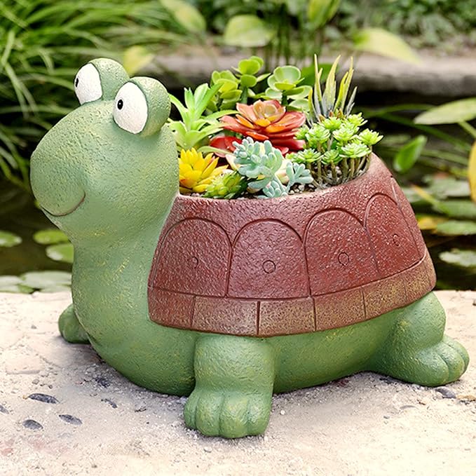 awcnilacav Tortoise Plant Pot Silicone Mold for Succulent Resin Animal Plant Flower Pot Mould Turtle Garden Figurines Outdoor Decor succulent planter mold silicone