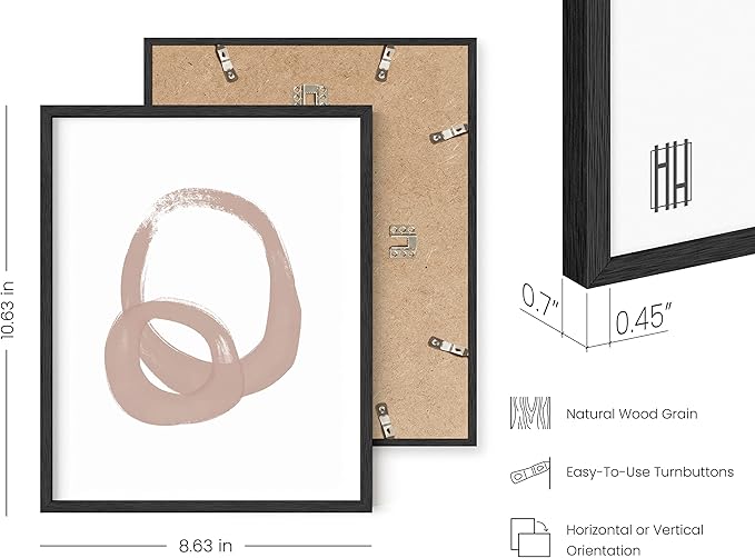 HAUS AND HUES Frameable Beige Boho Art Wall Decor - Set of 6 Neutral Mid Century Modern Wall Art, Minimalist Wall Art, Neutral Wall Decor, Beige Boho Posters for Room Aesthetic (Black Frame, 8x10)