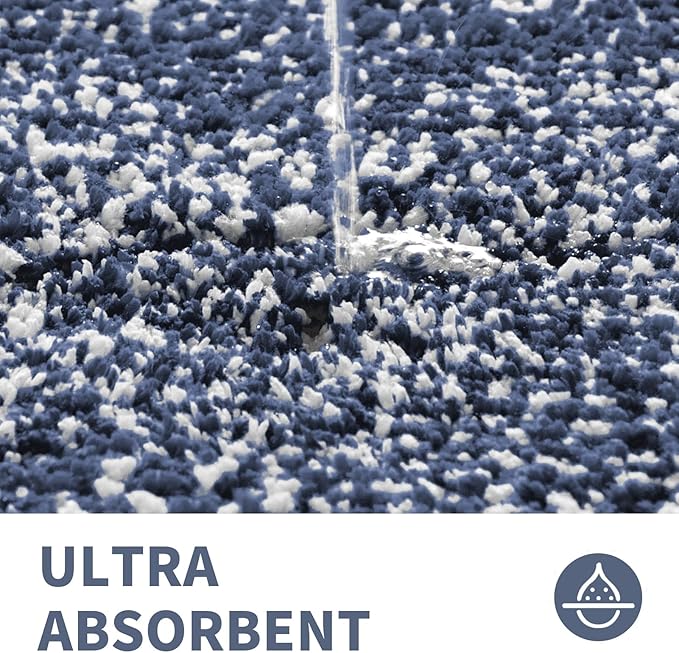 CozeCube Bath mats for Bathroom Non Slip, Plush Shaggy Bath Rugs for Bathroom Washable, Extra Soft and Absorbent Microfiber Bath Rugs, Dark Blue, 47" x 24"