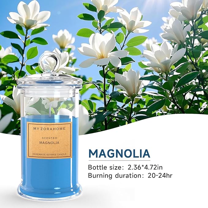 Bottle Shape Soy Wax Magnolia Scented Candle, Aromatherapy Candles for Home Scented or As a Birthday/Holiday Gift for Your Loved(3.5OZ/24Hours Burning)