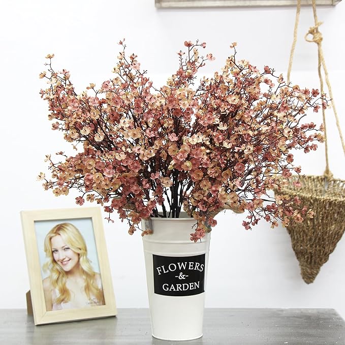 Babys Breath Silk Artificial Flowers Bulk 20pcs for Fall Decor Fake flower bouquet Bulk for Home Kitchen Indoor Bouquet Floral Arrangement Table Centerpieces Party Decor(Beige Brown 20pcs)