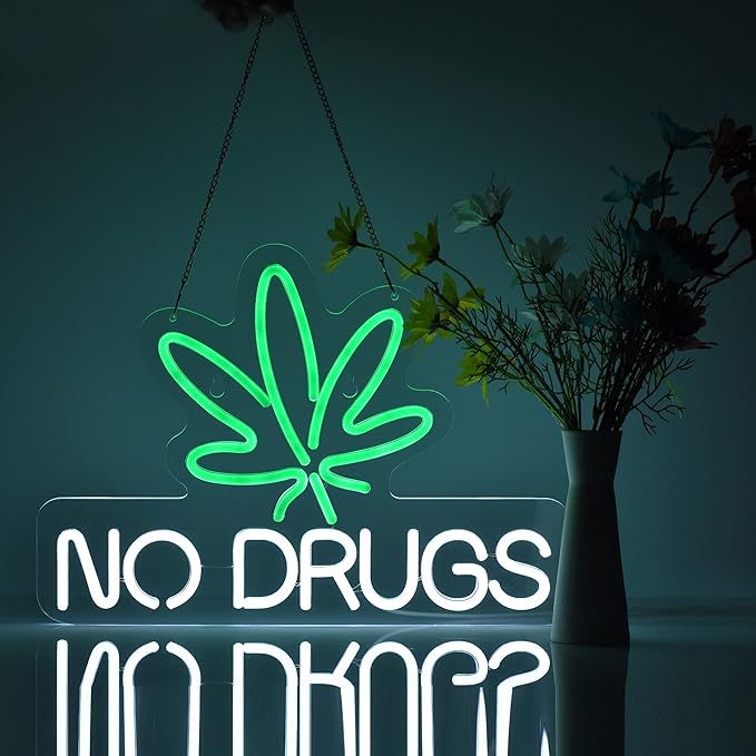 Neon Sign for Wall Decor No Drugs Marijuana Beer Bar Home Art Neon Light LED Neon Lights Signs with Dimmer for Man Cave Wall Sign