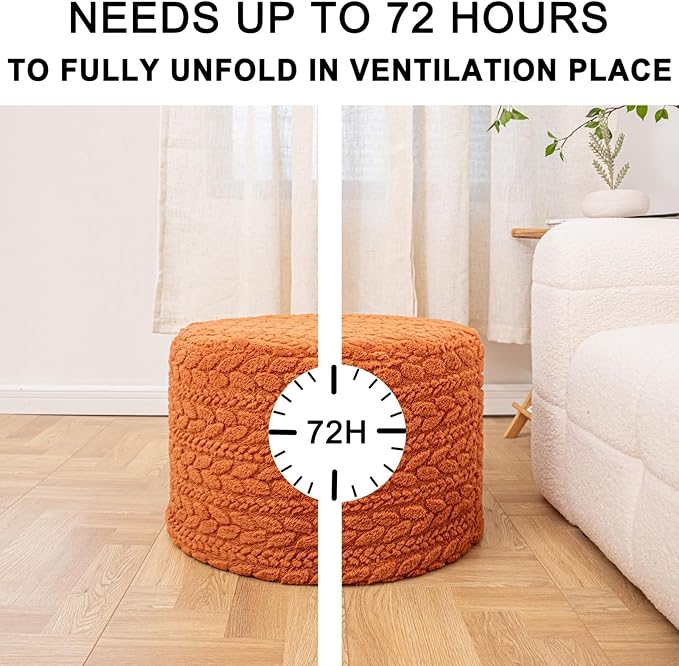 Round Pouf Ottoman 20 x 20 x 14 Inches Boho Poof Home Decor Floor Pouffe Ottoman Foot Rest for Couch Sofa Bean Bag Chairs Living Room Bedroom (Burnt Orange)
