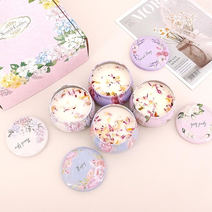 Naimo 4 Pack Scented Candles Long Lasting Soy Wax Aromatherapy Candle for Home Bath Yoga Birthday Gift Set Women Present