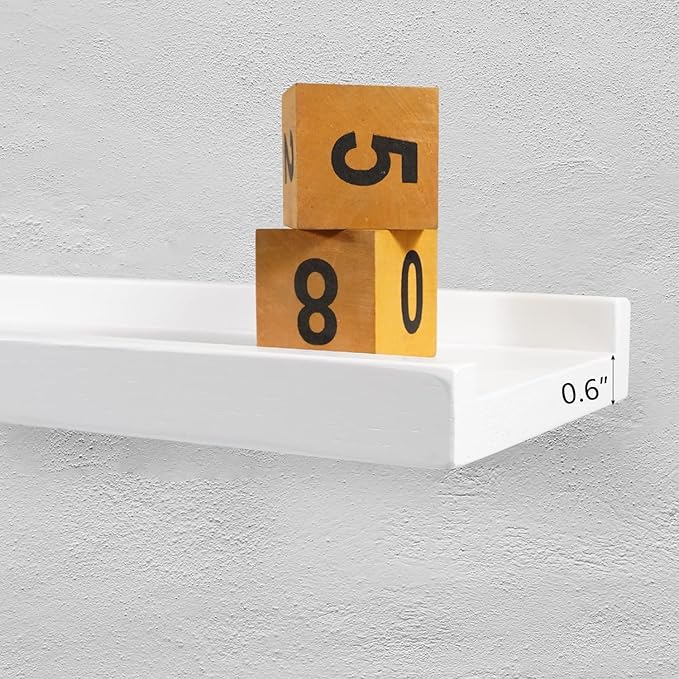 Floating Shelves Wall Mounted 20 Inch, Solid Oak Wood Shelf for Decor and Storage, Picture Ledge for Bedroom Bathroom Living Room Kitchen, 20 * 4 * 1.5, 1 Pack