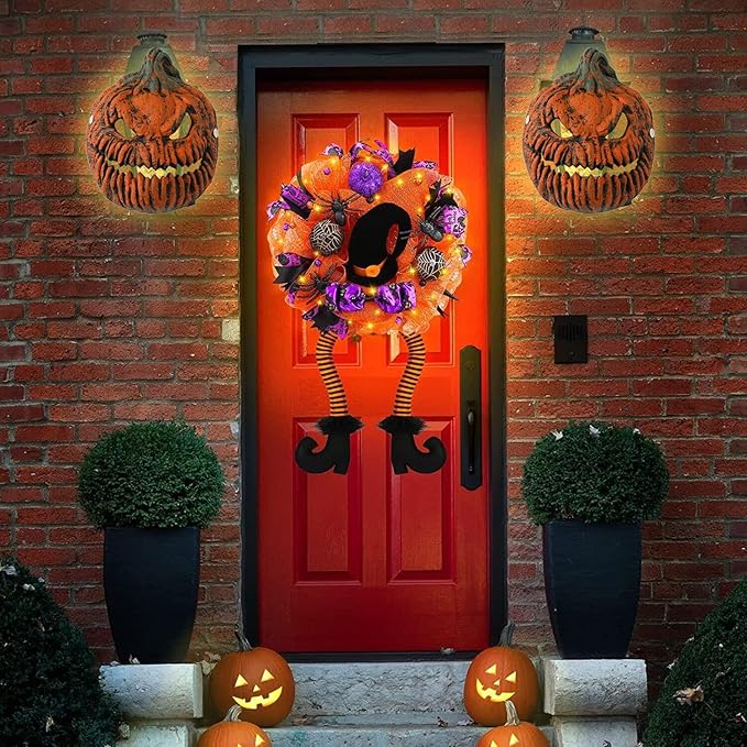 Halloween Decorations Outdoor Pumpkin Light Covers, 2 Pcs Halloween Porch Light Covers for Front Door, Garage, Outdoor