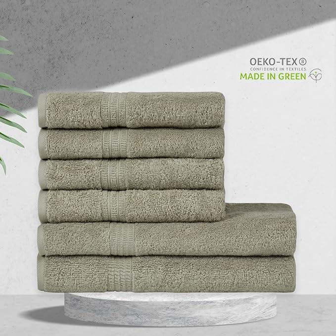 HOMELOVER 6 Piece Towel Set - 100% Organic Cotton 2 Bath Towels & 4 Hand Towels - 500 GSM, Hotel & Spa Quality, Soft, Quick Dry, Highly Absorbent Bathroom Essentials (Space Gray)