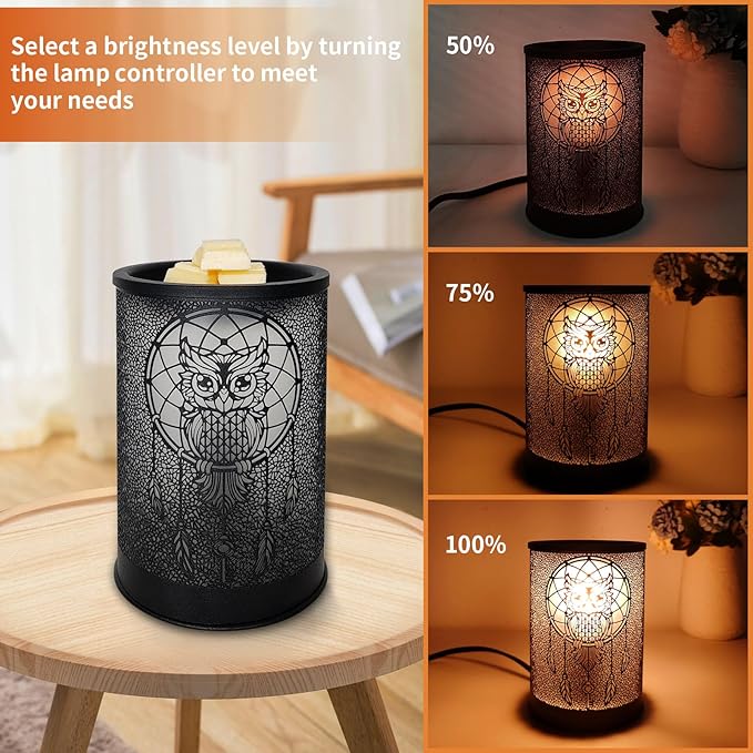 LIFFY Wax Melt Warmer for Scented Wax, Owl Scented Melter, Candle Burner, Fragrance Warmer LED Light, Smokeless Melting, Aromatherapy Essential Oil Diffuser & Night Light