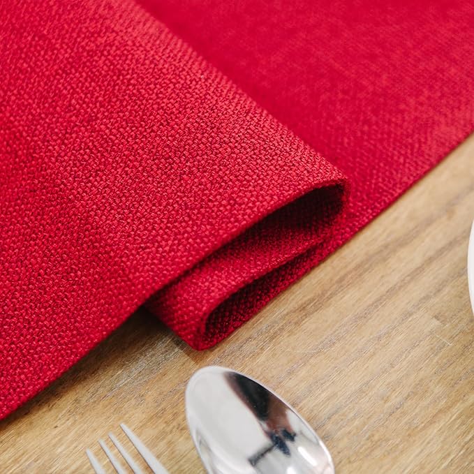 4 Piece Soft Caddice Faux Linen Place Mats Heat Resistant Dining Table Place Mats Kitchen Table Mats 12x18 Burgundy