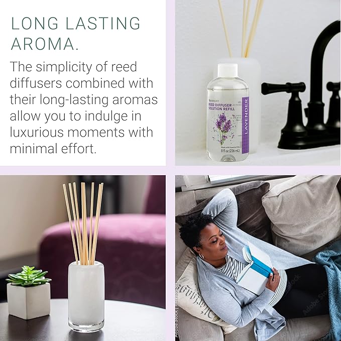 SpaRoom Reed Diffuser Oil Refill – Lavender Scent, 8oz Bottle for Home Fragrance, Calming and Relaxing Blend for Bedroom, Bathroom, or Office, Long Lasting Air Freshener, Aromatherapy Use
