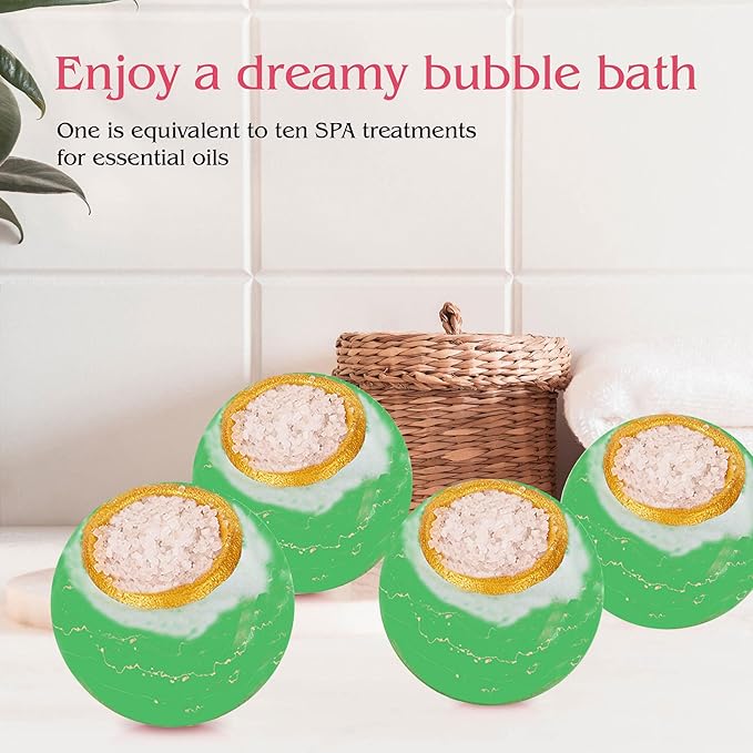 Bath Bombs Salt Balls,Eucalyptus Extract Essential Oils,Moisturizing Dry Skin,Fizzy Spa,Relaxation,Bubble Bath Bomb Gifts Idea for Men Women,4PCS