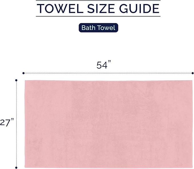 Elegant Comfort Premium Turkish Cotton 2 Pack Bath Towel Set - 27 x 54 inch, Luxurious Hotel Spa Quality 100% Turkish Cotton 2PC Bath Towel Set - Highly Absorbent - Soft Bathroom Towels, Dusty Rose