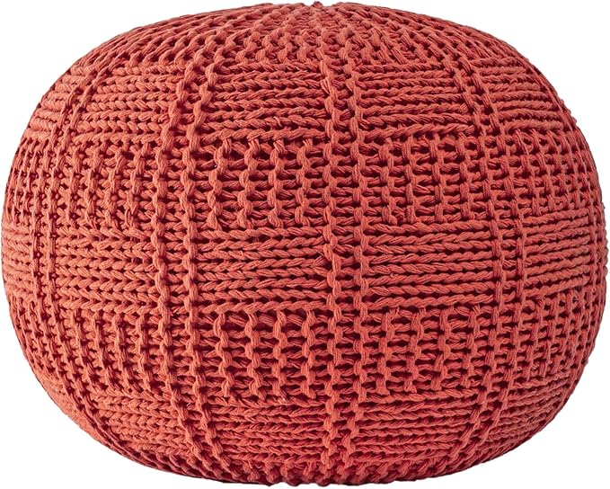 nuLOOM Berlin Casual Knitted Filled Ottoman Pouf