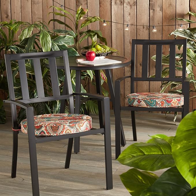 Greendale Home Fashions Outdoor 18-inch Round Reversible Seat Cushion, 2-Pack, Painted Desert 2 Count