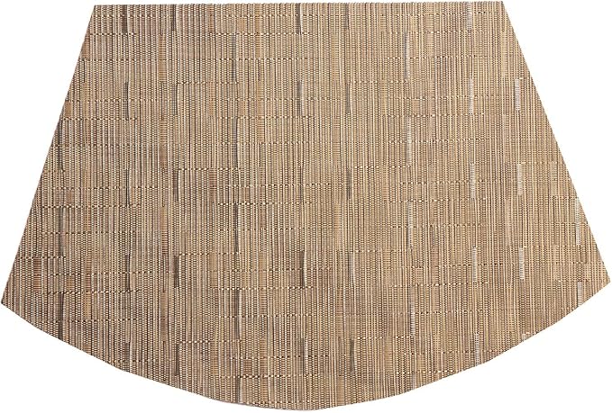 SHACOS Round Table Placemats Set of 4 Wedge Shape Woven Vinyl Place Mats Heat Resistant Wipe Clean Round Table Mats Home Table Decor (4, Tan)
