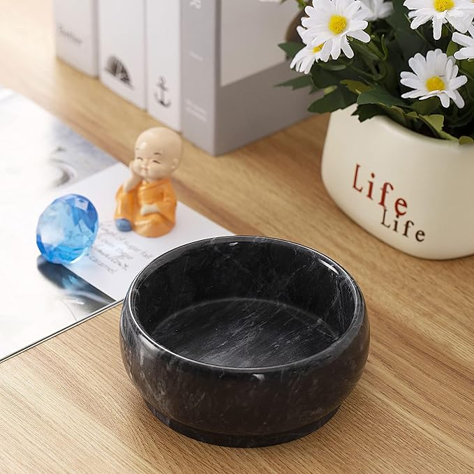 4.72 Inch Decorative Bowls - Natural Marble Key, Coffee Table Centerpiece, Soap Serving, Incense Burner, Smudge Bowl