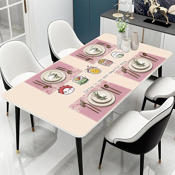 Japanese Cherry Blossom Placemats Set of 6 Washable Table Mats for Kitchen Dining Table,Heat-Resistant Pink Flowers Place Mats for Indoor Outdoor Party Holiday Decoration