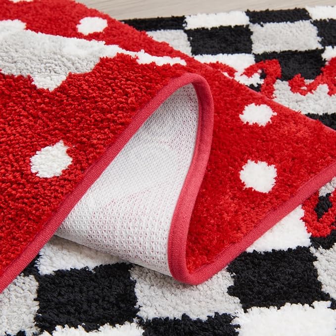 Douceur Christmas Checkered Bathroom Rugs, Cute Black Bath Mat, Christmas Bathroom D cor Non Slip Bath Rugs, Soft and Absorbent Washable Bath Rugs for Bath 32"X20"