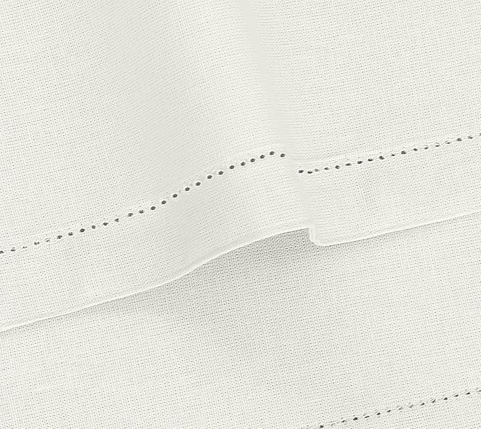 Ruvanti Linen Placemats Set of 6-13x19 Inch, Classic Hemstitch, Heat Resistant Machine Washable Place Mats, Soft & Elegant- Perfect for Christmas, Thanksgiving, Easter, Weddings, Dinner - Ivory