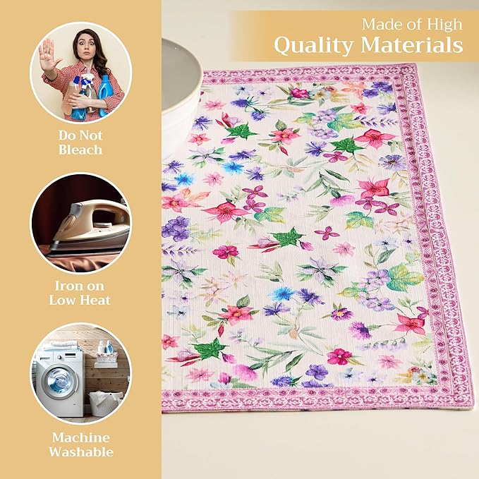 Maison d' Hermine Placemats Set of 4 100% Cotton Washable Cloth Place Mats, Reusable Table Mats for Kitchen Dining Decoration, Party, Wedding, Restaurant Spring/Summer (Chardon, 13" x 19")