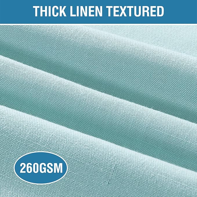 H.VERSAILTEX Linen Placemats Set of 6 Premium Solid Table Placemats for Dining Table Spill-Proof Waterproof Table Mats Heat-Resistant Kitchen Table Mats Washable, 12x18 inches, Aqua
