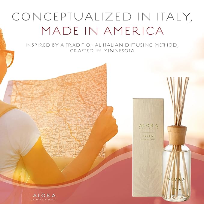 Isola 8 oz Reed Diffuser | Long-Lasting Light & Floral Fragrance | Beautifully Designed for Any Space