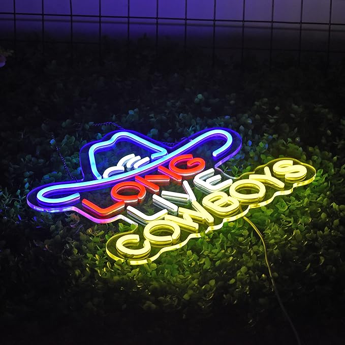 Long Live Cowboy Neon Sign for Wall Décor Dimmable LED Neon Light USB Powered Neon Art signs for Pub Store Man Cave Party
